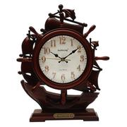 欧式复古座钟台钟客厅静音大号台式钟表摆钟桌面创意帆船电子时钟