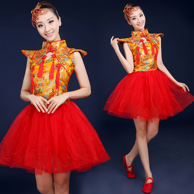 modern dance costume Allegro dance Chorus dress Short skirt adult Costume Drums Fan Dancing clothes National Costumein the Women's clothing/Boutique , Costume/National costume/Stage costumes , National costume/Costumes category - from Buy2taobao.com to provide professional Taobao agent buy service