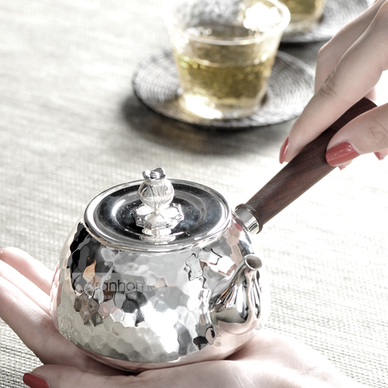 品茗堂 手工鎚目银器银壶千足银纯银功夫茶具泡茶壶侧把急须特价|msdalam kategori pinggan mangkuk, set teh, teko - dari Buy2taobao.com untuk memberikan perkhidmatan ejen Taobao profesional membeli