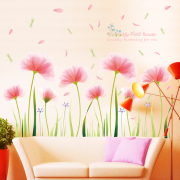粉红花园墙贴客厅电视背景墙贴纸，卧室温馨浪漫床头，装饰墙贴画自粘