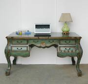 欧式 美式乡村书桌地中海仿古彩绘家具复古笔记本电脑写字桌0096