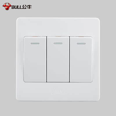 公牛开关插座三开单控开关三位单控电源墙壁开关3开三开面板G07