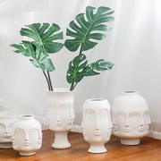 北欧缪斯白色陶瓷人脸花瓶 现代ins客厅创意插花器家居装饰品摆件
