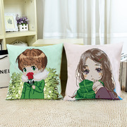 十字绣抱枕客厅沙发浪漫卡通情侣可爱一对卧室汽车枕头套件