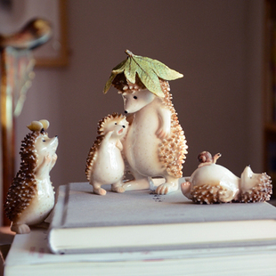 可爱刺猬树脂动物小摆件，装饰品创意日式盆栽造景，送女生礼物情人节