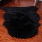 澳洲纯羊毛地毯客厅卧室茶几地毯沙发垫飘窗垫整张羊皮毯定制黑色