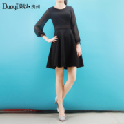 duoyi朵以2019春装，气质甜美修身拼接收腰显瘦连衣裙