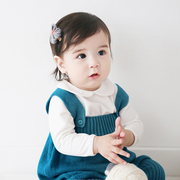 婴儿纯棉打底衫春秋0-3岁女宝宝长袖3-8岁中小儿童，娃娃领加厚上衣