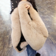 皮草马甲中长款女童亲子装冬季韩版女装，仿狐狸毛修身(毛，修身)显瘦坎肩外套