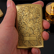 双烟盒12支装纯黄铜，薄款金属烟夹创意富贵花，便携小巧烟盒子