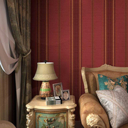 美式复古红色条纹环保纯纸墙纸客厅卧室电视沙发背景墙壁纸AB版