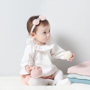 春秋婴儿衬衫0-2岁女宝宝纯棉荷叶领长袖宽松打底衫白色上衣6个月