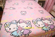 全棉卡通kitty被套 KT粉色紫色姐妹公主女孩 床上用品尺寸可订做