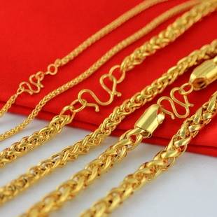 男款编织项链粗项链黄铜镀金色吊坠 肖邦项链久不掉色代理