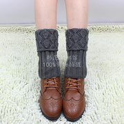 女短袜韩国堆堆袜宽松格子套鞋套保暖靴针织毛线套套脚套秋冬护腿