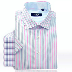 雅戈尔㊣男士商务条纹免熨衬衣，夏季免烫短袖衬衫snp02