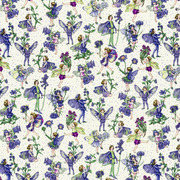 日本进口蓝紫色小精灵花仙子，纯棉拼布料，印花布手工diy服装烫银