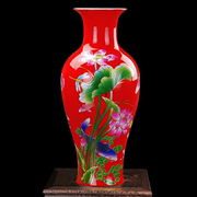 景德镇陶瓷器花瓶宜家居艺术客厅插花中国红大号摆件设 酒柜花瓶