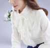 韩版春秋半高领淑女士，打底衫长袖，衬衫雪纺荷叶花边职业大码
