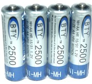 BTY 5号AA镍氢电池 1.2V 5号充电电池2500mah 2500毫安 NI-MH