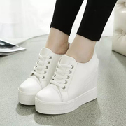 内增高厚底波鞋10cm高跟运动单鞋，白色松糕女鞋潮2023韩版休闲球鞋