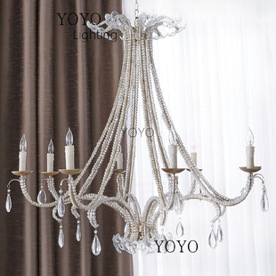YOYO 欧式美式现代出口水晶花朵吊灯 简欧简美现代客厅餐厅卧室