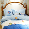 蓝色纯棉地中海床上四件套，卡通三件套床单被套，儿童上下床男孩床品