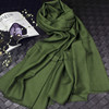 橄榄绿百搭长款羊毛围巾女春秋冬季薄披肩两用保暖文艺军绿色纯色