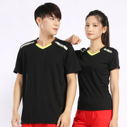 羽毛球上衣男女v领速干半袖，短款网球乒乓球，运动上装训练衣服印字