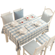 餐桌布艺美式田园欧式加厚棉格子现代茶，几台盖布湖水蓝
