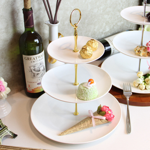 三层水果盘家用客厅蛋糕点心架子多层欧式创意甜品台摆件糖果托盘
