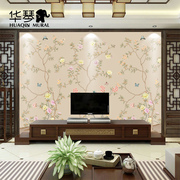 中式花鸟大型壁画定制硬包软包屏风无纺布墙纸客厅卧室影视墙壁纸