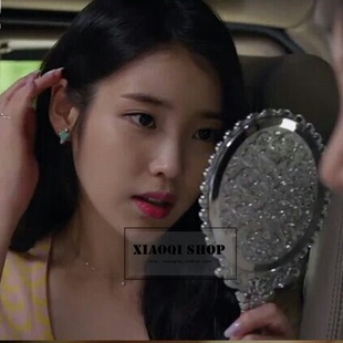 韩国进口镜子 化妆镜 手拿把手椭圆形 公主镜 全智贤星星同款