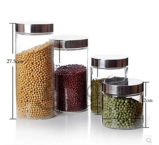 大号杂粮密封罐储物罐储蓄罐厨房收纳罐子，透明玻璃瓶子