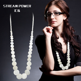 韩国波西米亚天然贝壳项链饰品 白色夸张复古珍珠母贝长款高端 女