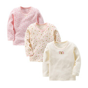 3件装儿童纯棉女童秋衣打底衫，婴儿宝宝双层长袖，t恤秋冬保暖上衣