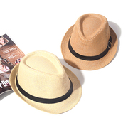 爵士帽草帽男女出游沙滩，帽遮阳英伦帽子，亲子儿童礼帽休闲店员凉帽
