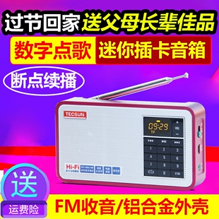 tecsun德生x3收音机便携式迷你老人插卡，可充电立体声mp3播放器半导体调频可做电脑音箱fm数字显示tf戏曲卡