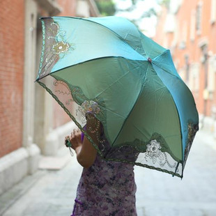 花边蕾丝刺绣太阳伞女遮阳防晒紫外线，女神小巧便携渐变色绣花雨伞
