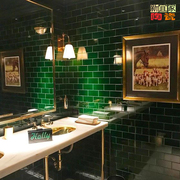 广东佛山纯色内墙砖厨房卫生间浴室墙砖墨绿色釉面深绿砖绿色瓷片
