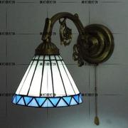欧式艺术玻璃壁灯田园柳叶古铜，铁艺壁灯卧室书房卫浴洗手间镜前灯