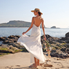 泰国度假连衣裙海边仙女沙滩，裙拍照露背拖地白色，开叉飘逸长裙超仙