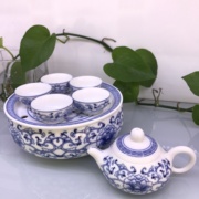 高档潮州瓷都骨瓷旅行茶具便携工夫茶具功夫茶具，冲罐整套青花瓷陶