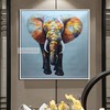 简欧餐厅纯手绘装饰画原创动物大象油画现代玄关客厅抽象立体挂画