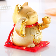金色招财猫摆件小号大号陶瓷储蓄罐发财猫开业装饰6寸-12寸