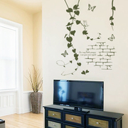 清新树枝藤蔓砖纹墙，贴纸客厅电视墙上沙发墙面，装饰品背景墙壁贴画