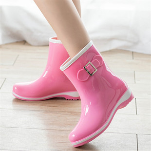 时尚雨鞋女夏季韩国中筒雨靴春秋，可加保暖绒平跟防滑水鞋水靴套鞋