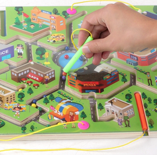 1-3岁早教玩具磁性运笔迷宫走珠幼儿园桌面游戏 磁力交通迷宫走珠
