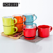 美国forlife无铅彩色陶瓷茶壶，茶杯套装过滤茶具泡茶耐热414ml