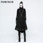 *punkrave女装蒸汽朋克，军装风衣呢料，中长款外套哥特风gothic